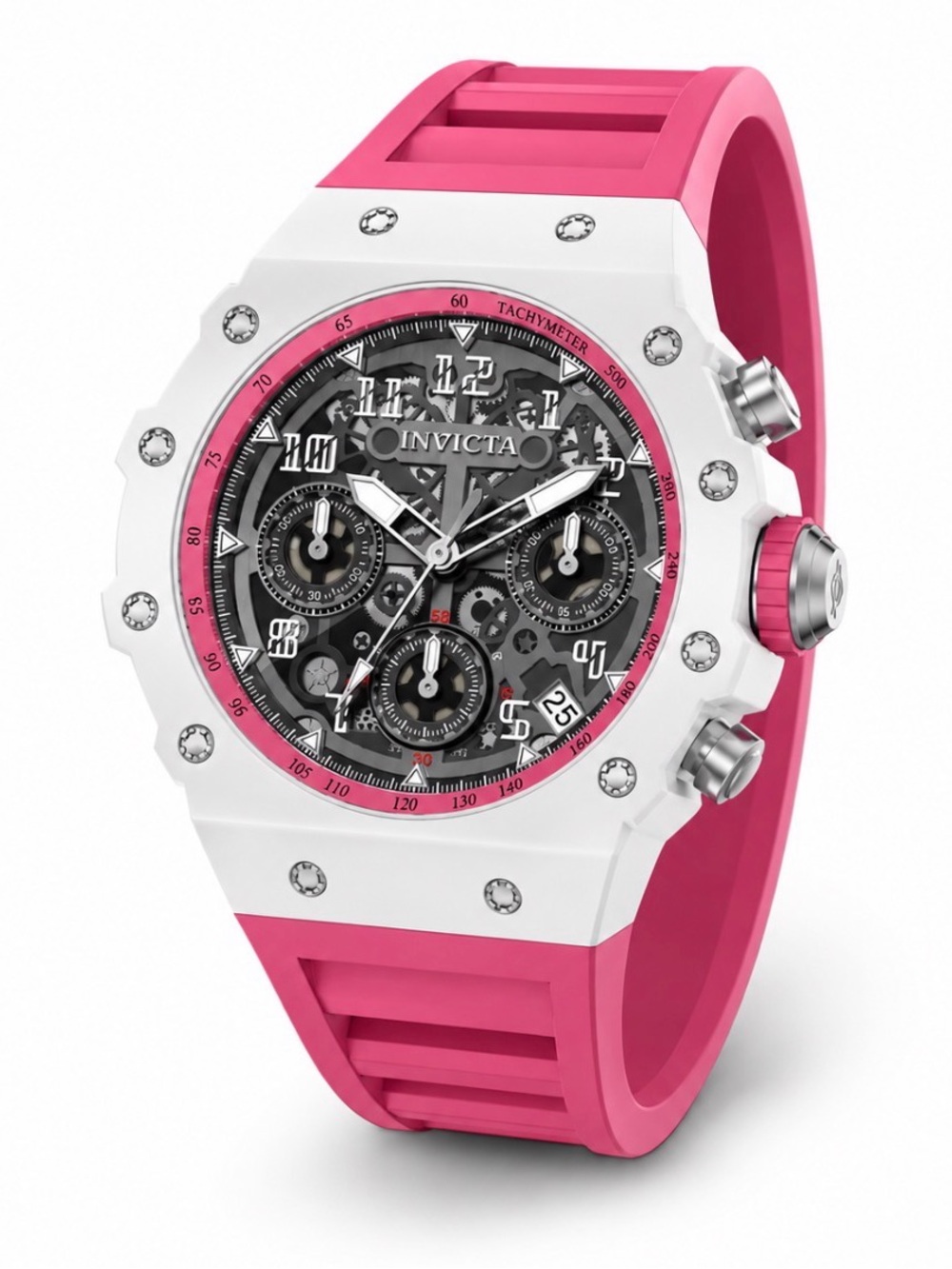 Invicta Racing Apexium Unisex Watch - 41mm, Pink, White 69620 BRAND NEW